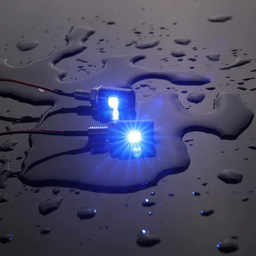 Vista 4 de RUPSE 2 piezas de luz para matrícula, bombilla LED impermeable de 12V, lámpara de tornillo y perno para etiqueta de licencia para automóvil Azul
