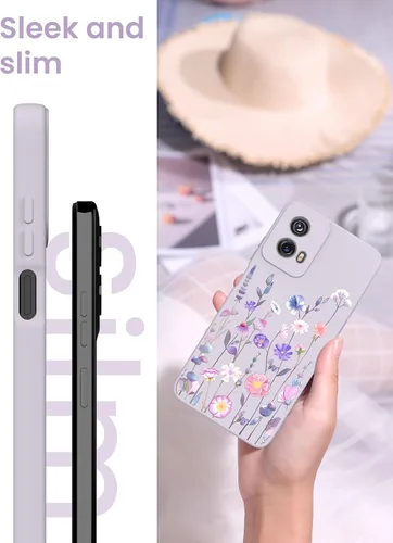 Vista 6 de Yucenx Funda para Motorola Moto G 5G 2024 de 6.6 pulgadas, funda de silicona líquida floral para niñas y mujeres, a prueba de golpes, antiarañazos