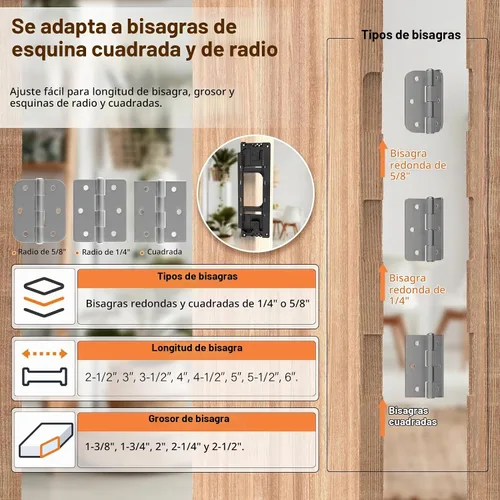 Vista 3 de Jig de bisagra de puerta, kit de instalación de bisagra de puerta con plantilla de amortiguador, jig de bisagra para puerta y marco/jamba de puerta