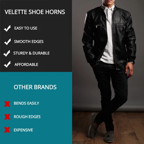 Vista 7 de Velette Bocina de metal con mango largo para personas mayores, bocinas de zapatos extralargas de 30 pulgadas para botas y botas vaqueras, con mango