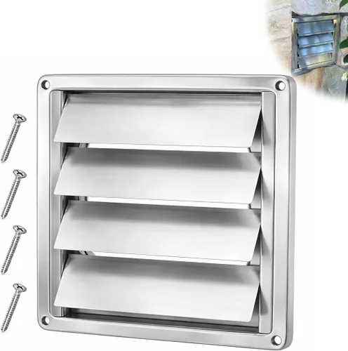 Vista 8 de Cubierta de ventilación exterior de 4 pulgadas con solapa con listones y protector de pájaros integrado, tapa de escape exterior resistente a