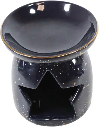 Vista 5 de Ebros Gift Wicca Witchcraft constelación púrpura astrología estrellas y luna cerámica púrpura quemador de aceite esencial calentador de cera figura