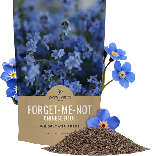 Vista 10 de Chinese Forget Me Not Wildflower Seeds - Paquete a granel de 1 onza - Más de 5,500 semillas polinizadas abiertas - Blue Cynoglossum amabile