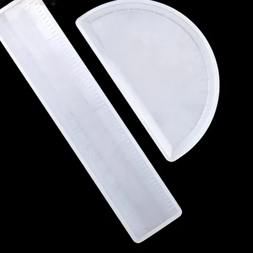 Vista 7 de Molde de resina de cristal, molde de silicona epoxi, 4 piezas, transportador, triángulo, regla de ángulo recto, molde de bricolaje