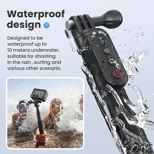 Vista 3 de Control remoto Selfie Stick recargable impermeable 39.4 in estirable compatible con cámara de acción Insta360/Gopro y iOS Android Smartphone