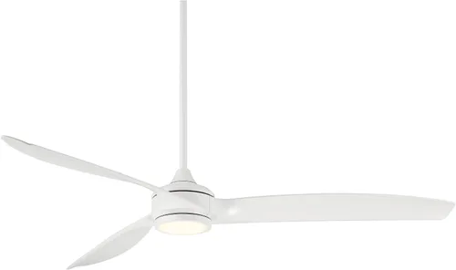 Vista 2 de Casa Vieja La Jolla Surf - Ventilador de techo moderno de 3 aspas de 60 pulgadas con luz LED regulable, control remoto, blanco mate para sala