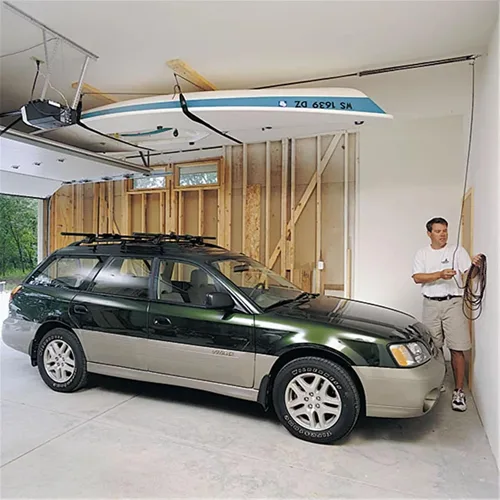 Vista 2 de HARKEN Hoister Portador de Carga Pesada para Almacenamiento en Techo de Garaje, Sistema de Polipasto de 4 Puntos para Portadores de 145lb, Dingües