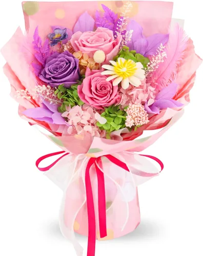 Vista 10 de Flores preservadas para entrega, ramo de flores naranjas frescas con caja de regalo, regalos de rosas eternas para mujeres, mamá, esposa en Navidad