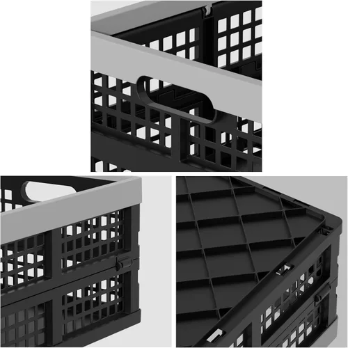 Vista 3 de Gainhope - Paquete de 3 cajas plegables de plástico de 15 L, cajas plegables Cestas apilables para estante, cocina, despensa