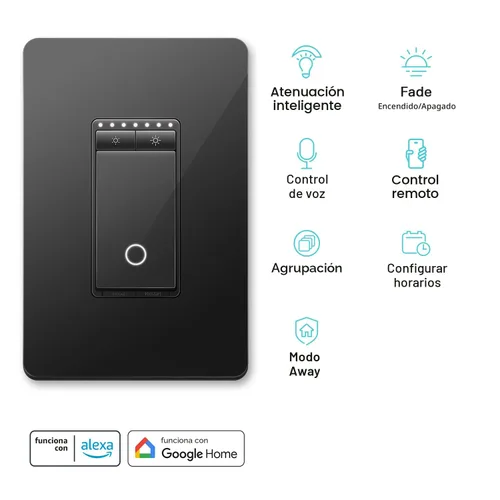 Vista 2 de Kasa Smart Interruptor de atenuación HS220, un solo polo, necesita cable neutro, interruptor de luz Wi-Fi de 2.4 GHz compatible con Alexa y Google