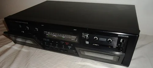 Vista 4 de Onkyo TA-RW303 Cubierta de cinta estéreo de doble casete con reversa automática y cables AV Sonido de audio musical - Muy raro