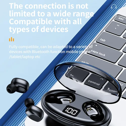 Vista 7 de Auriculares inalámbricos, Bluetooth 5.3, graves estéreo, micrófono con cancelación de ruido, impermeable IP7
