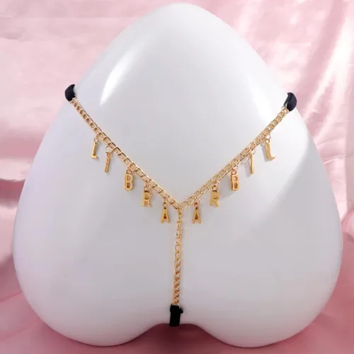 Vista 3 de Artsadd Tanga de cadena de cintura de encaje sexy personalizada para mujer, joyería con nombre personalizado, tanga de cadena plateada, regalo