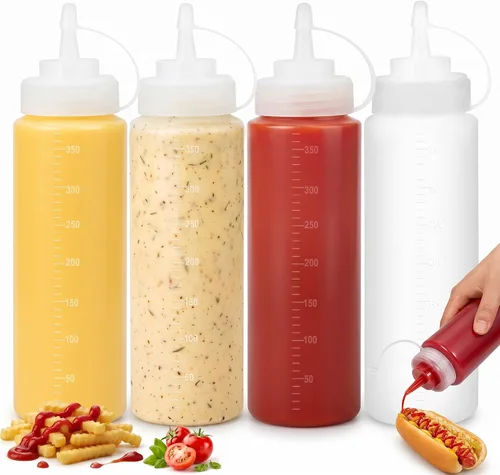Vista 8 de OAMCEG Botellas exprimibles de condimentos de 8 onzas, paquete de 4