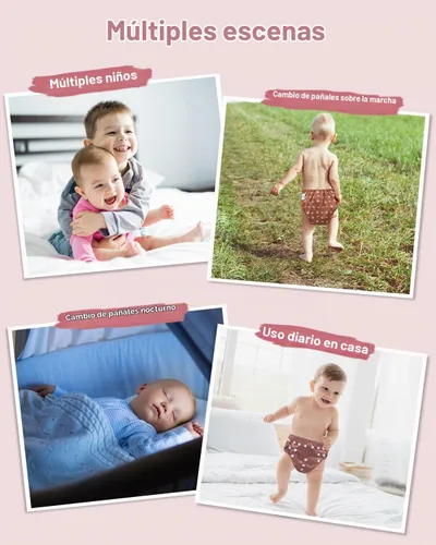 Vista 4 de babygoal AWJ Pañales de tela con panel abdominal, paquete de 13, 6 fundas de pañal con 6 insertos y bolsa seca para humedad, ajustables, lavables