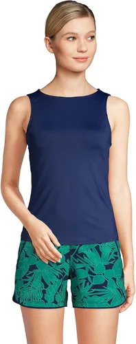 Vista 3 de Lands' End Traje de baño con cuello alto UPF 50 modesto tankini para mujer, Azul Marino Profundo