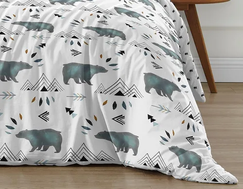 Vista 6 de Sweet Jojo Designs Juego de edredón individual de 2 piezas (montaña oso) para niños, ropa de cama para niños, ropa de cama en una bolsa con manta