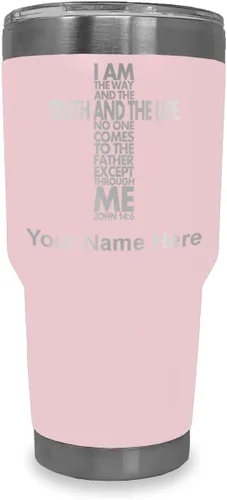 Vista 9 de LaserGram Vaso aislado al vacío de 20 onzas, versículo de la Biblia John 14-6, grabado personalizado incluido (negro) Engraved Gift for Christian