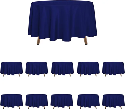 Vista 11 de LALAPORT Paquete de 10 manteles redondos de poliéster de 108 pulgadas color negro de alta calidad para bodas, fiestas, eventos, banquetes, bufés
