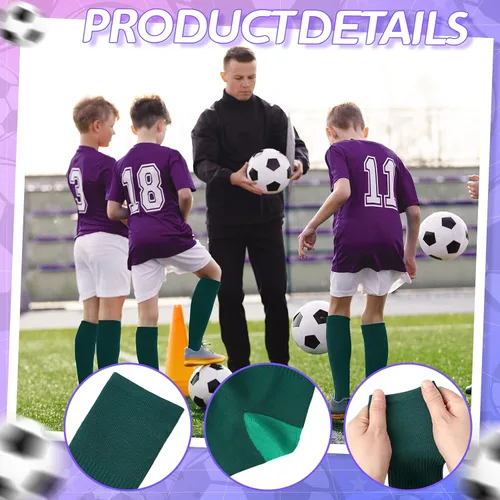 Vista 3 de Toulite Juego de 6 calcetines de fútbol y sóftbol para jóvenes, calcetines deportivos de béisbol, calcetines de tubo unisex para hombres y mujeres