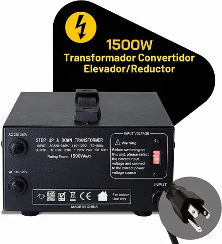 Vista 2 de Transformador de voltaje para aumentar o disminuir la tensión. 110 v/220 v, circuito de bloqueo de protección, de la marca ELC