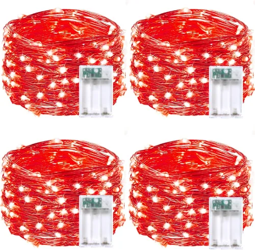 Vista 41 de Guirnalda de luces de Navidad, 10 pies, 30 LED, árbol de Navidad, Papá Noel, copo de nieve, luces de hadas, funciona con pilas, con control remoto