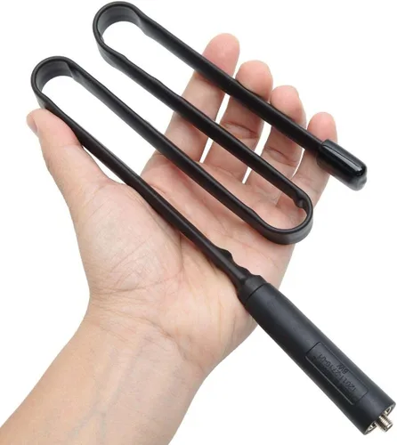 Vista 4 de Abbree SMA - Antena de banda dual hembra VHF/UHF 144/430 MHz antena de látigo suave de alta ganancia para radio bidireccional Baofeng UV-5R UV-82.
