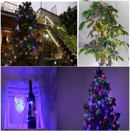 Vista 7 de Paquete de 2 tiras de luces de música activadas por sonido, 100 luces LED de alambre plateado de 33 pies con temporizador remoto para dormitorio