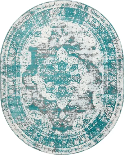 Vista 77 de Unique Loom, colección Sofía - Alfombra de la colección Salle Garnier (4' 1" x 6' 1", turquesa/azul, rectangular)