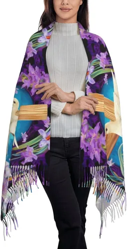 Vista 3 de VEIZKUO Borlas suaves bufandas chales envolventes bufandas ligeras, chales grandes y envolturas para vestidos de noche, decoración de fiesta