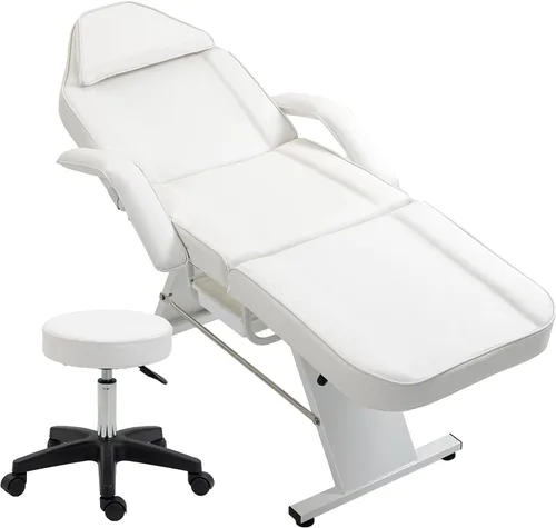 Vista 8 de Silla de tatuaje con taburete hidráulico, multiusos profesional de cuero de salón esteticista, mesas de masaje ajustables actualizadas para camas