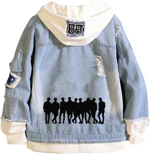 Vista 10 de KPOP Skz - Chaqueta de mezclilla con capucha para mujer y hombre