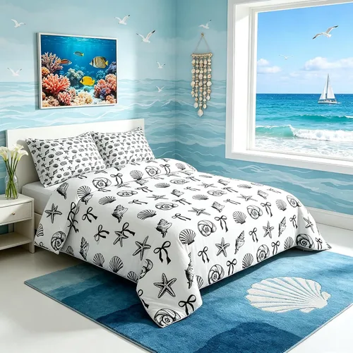 Vista 20 de Juego de edredón Lake Home Camper tamaño King, juego de ropa de cama náutica con ancla para niños, niñas, niños, adultos, decoración de dormitorio