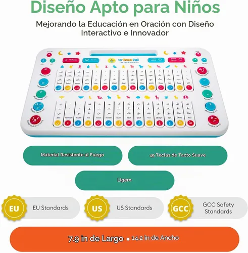 Vista 5 de My Salah Mat - Juguetes islámicos para niños - My Quran Pad - Juguete educativo para enseñar el alfabeto árabe para niños con palabras diarias
