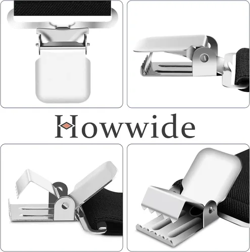 Vista 4 de Howwide Tirantes de 2 pulgadas para hombre resistentes con clips X-Back elástico ajustable