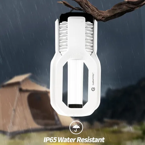 Vista 5 de Linterna LED recargable para campamento, diseño de agarre libre, 4 modos, impermeable IP65, brillo cálido de 3000 K, luz ligera y portátil