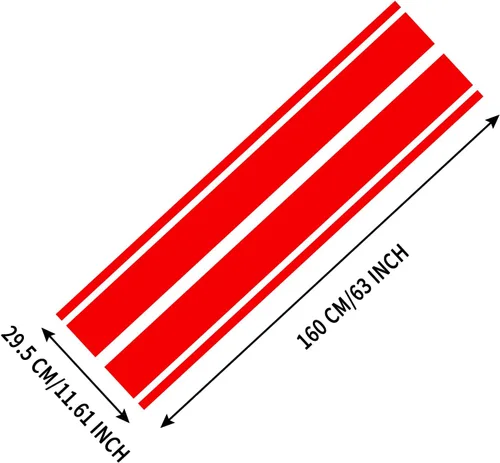 Vista 6 de Adhesivos de Rayas de Cuerpo de Carrera de 160x28 cm, Vinilo para Capó de Coche, Adhesivo de Patrón de Coche (Rojo)
