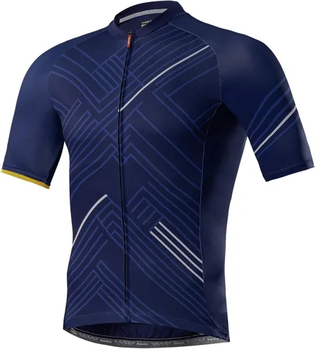 Vista 6 de Santic Camiseta de ciclismo para hombre, manga corta, camisas de ciclismo de montaña, chaqueta de bicicleta con bolsillos