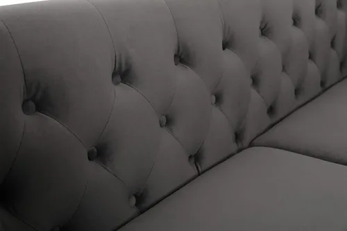 Vista 6 de Container Furniture Direct Sofá clásico de oficina tapizado de terciopelo de tres plazas con capitoné, cómodo sofá de oficina para espacios grandes