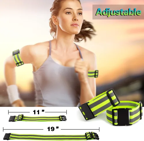 Vista 5 de Chaleco reflectante para correr con bandas reflectantes para mujeres y hombres, chaleco reflectante de seguridad para caminar, correr, ciclismo por