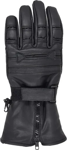 Vista 4 de Guantes de motocicleta para hombre para clima frío guantes de equitación de motocicleta de cuero auténtico color negro Negro