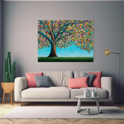 Vista 4 de VOCBAN Tree of Life Wall Art The Picture Artwork Canvas Prints Tree Pictures Poster Retro Artwork for Bedroom Living Room Home Decoration(green