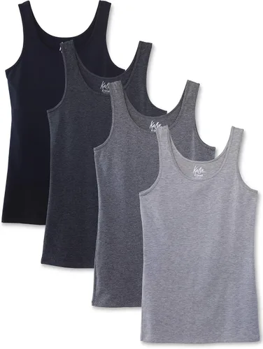 Vista 6 de Kalon Paquete de 4 camisetas sin mangas con cuello redondo para mujer