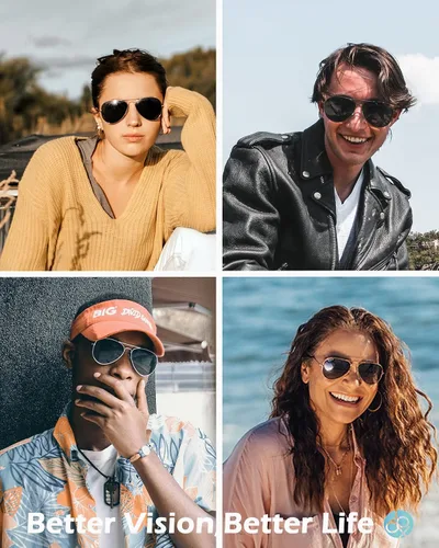 Vista 2 de JOOX Lentes de sol polarizados de aviador para mujeres y hombres, lentes de protección UV400 y marco piloto de metal ligero