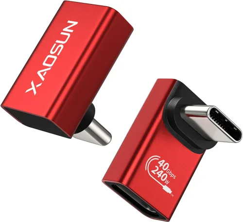 Vista 11 de XAOSUN Adaptador USB C de 90 grados, ángulo recto, 240 W, 40 Gbps, conector USB tipo C Thunderbolt 4 para MacBook, teléfono, Rog Ally, Steam Deck