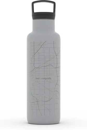 Vista 42 de Well Told Botella de agua aislada con mapa de Washington DC grabado, botella de acero inoxidable grabada (21 onzas, blanco) botella aislada de mapa
