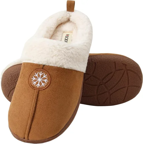 Vista 2 de PECKVEDA Pantuflas de invierno para mujer, cálidas, con forro de piel, para interiores, con espuma viscoelástica