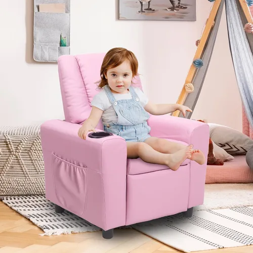Vista 7 de hzlagm Silla Reclinable Infantil con Portavasos, Sillones Reclinables para Niños de 0 a 5 años con Bolsillos Laterales y Reposapiés Antideslizante