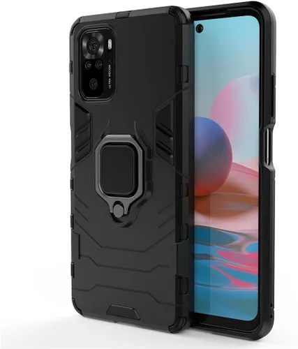 Vista 5 de MaiJin Compatible con Xiaomi Mi Redmi Note 10, Redmi Note 10S, soporte de anillo de metal a prueba de golpes