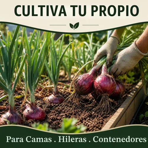 Vista 2 de Semillas de cebolla roja - 500 semillas para plantar - Variedad de verduras de jardín de bulbo redondo